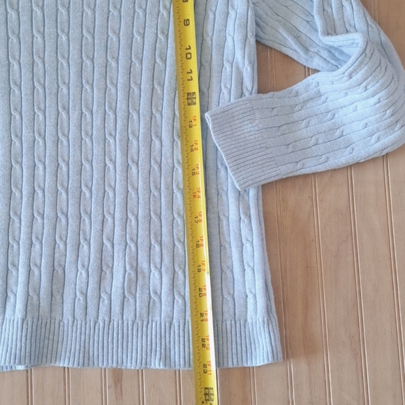 CROFT & BARROW Powder Blue V-Neck Cable Knit Cotton Blend Pullover Sweater - Picture 6 of 7